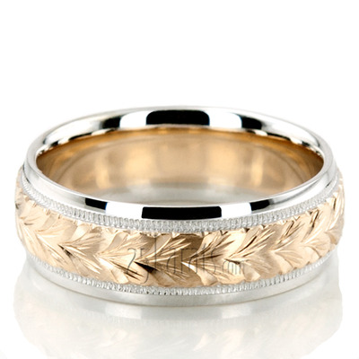 Leaf Design Fancy Carved Wedding Band 