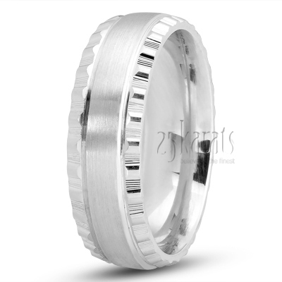 Grooved Edge Fancy Wedding Ring