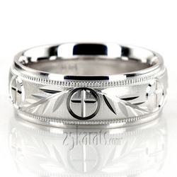 Religious Leaf Design Wedding Band