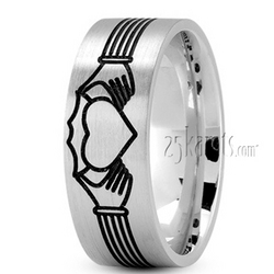 Black Nano Celtic Claddagh Wedding Band