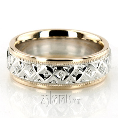 Custom XX Style Fancy Carved Wedding Band 