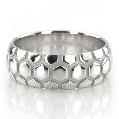 Soccer Ball Design Wedding Band