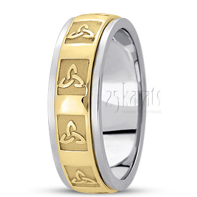 Chic Triquetra Design Celtic Wedding Band 