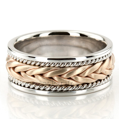 Stylish Sandblasted Hand Braided Wedding Band 