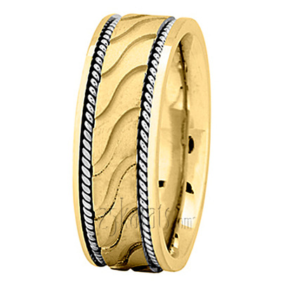 Wave Cut Braided Wedding Ring