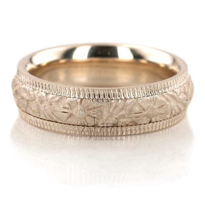 Beaded Edge Antique Wedding Band 