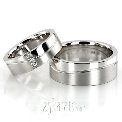 Wave Design Diamond Wedding Ring Set
