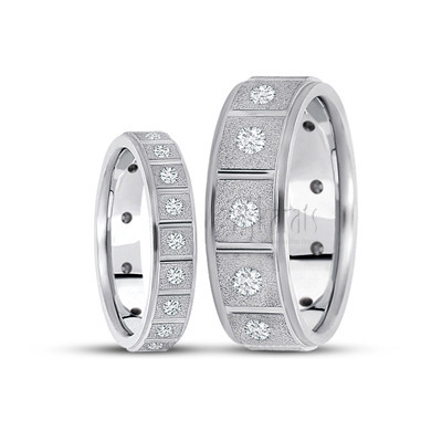 Rectangular Cut Diamond Wedding Band Set