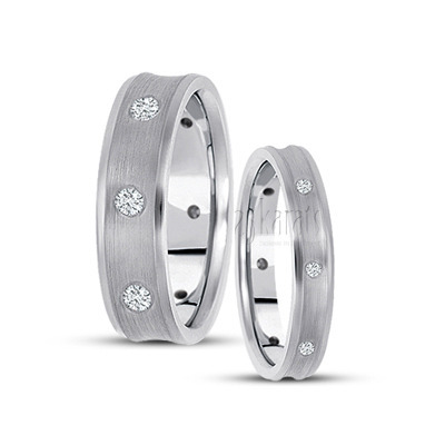 Concave Diamond Wedding Band Set