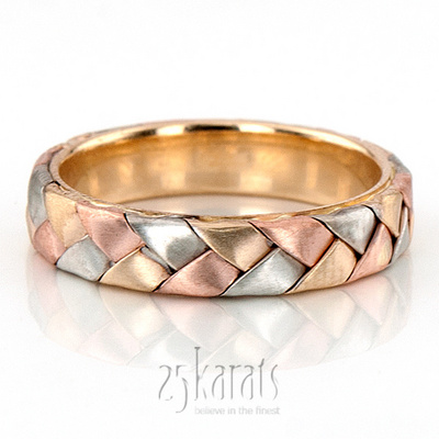 Bestseller Tri-Tone Hand Woven Wedding Band 