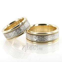 Antique Rough Finish Wedding Ring Set