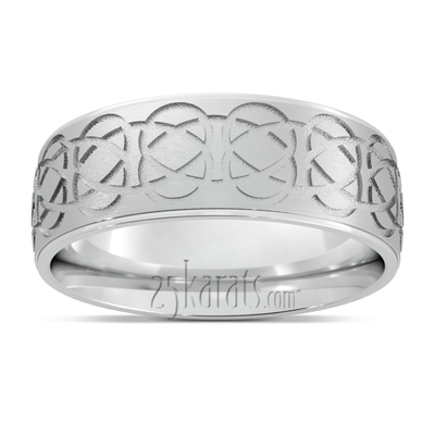 Circular Cut Fancy Carved Lightweight Wedding Band