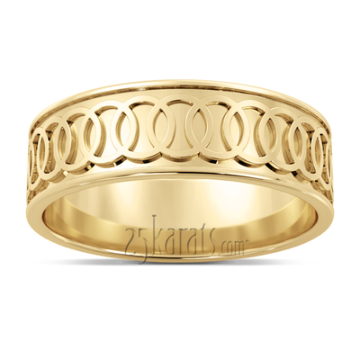 Circular Cluster Fancy Carved Lightweight Wedding Band