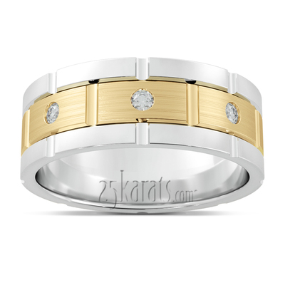 Rolex Style Round Diamond Lightweight Wedding Ring