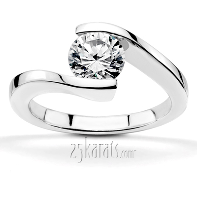 6.5 mm Moissanite Round Cut Tension Set Solitaire Engagement Ring