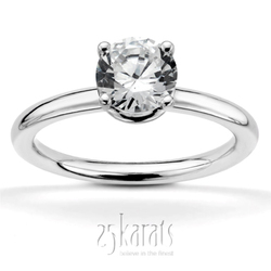 6.5 mm Moissanite  Designer 4 Prong Solitaire Engagement Ring