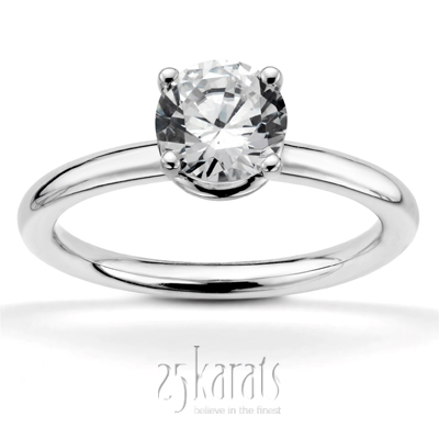 6.5 mm Moissanite  Designer 4 Prong Solitaire Engagement Ring