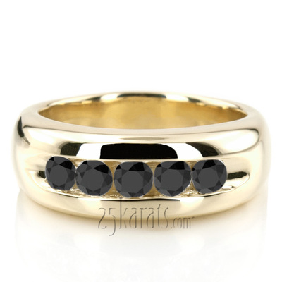 Five Stone Channel Set Men's Black Diamond Ring (1.00ct. t.w.)