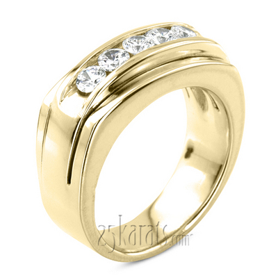 0.75 ct. Five Stone Channel Set Diamond Men Ring