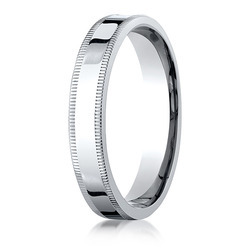 Plain Flat Milgrain Comfort Fit Wedding Band