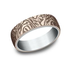 Benchmark 6.5mm Comfort Fit Faux Mokume Pattern Design Band