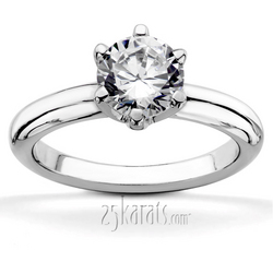 Round Cut Plain Diamond Bridal Ring Six Prong Setting