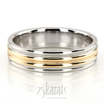 Elegant Two Tone Milgrain Wedding Ring 