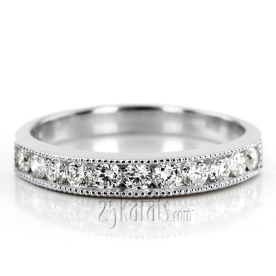 Channel Set Round Cut Diamond Wedding Band (0.99 ct.tw)