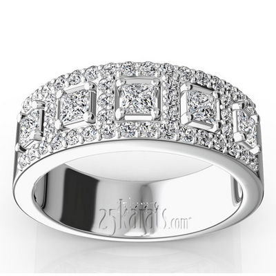 Princess and Brilliant Round Diamond Wedding Anniversary Band (0.90ct. tw.)