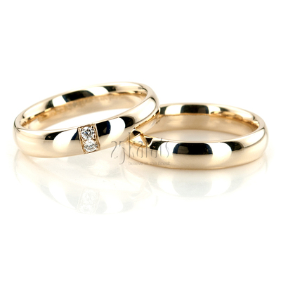 Double Row Diamond Wedding Band Set