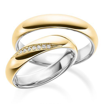 Modern Two Tone Dome Comfort Fit Diamond Wedding Band