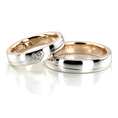 Color Duo two Tone Contemporary Diamond Wedding Band Set