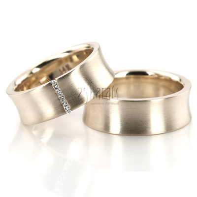 Channel Set Concave Diamond Wedding Band