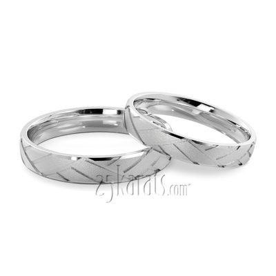 Leaf Design Lightweight Wedding Band Set