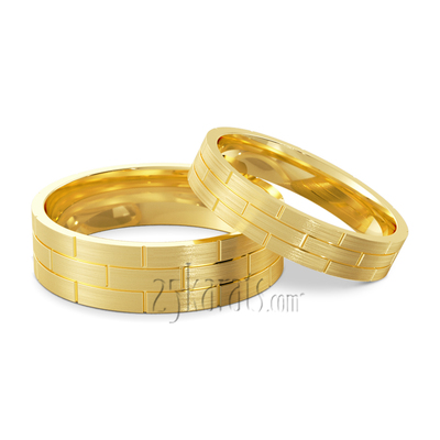 Rectangle Design Fancy Lightweight Wedding Band Set